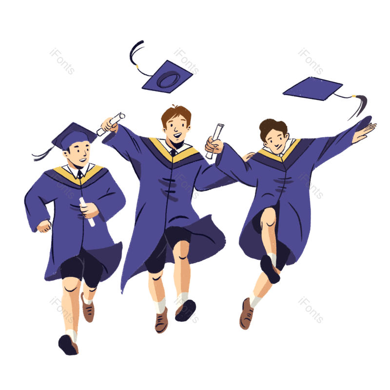 毕业季图片,奔跑元素,男孩PNG,扁平免抠素材